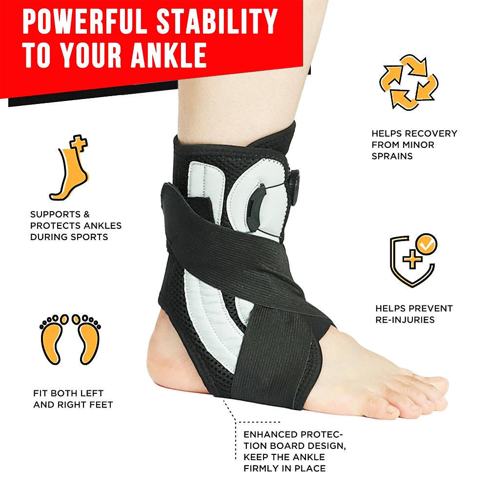 1PCS Adjustable Knob Ankle Support  Brace for Plantar Fasciitis and Tendonitis Semi-rigid Adjustable System Ankle Stabilizer
