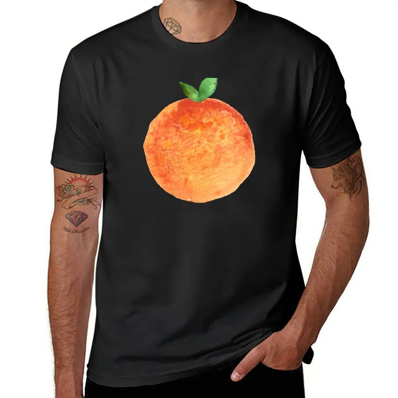 Big Bright Orange T-Shirt customs Blouse mens clothes