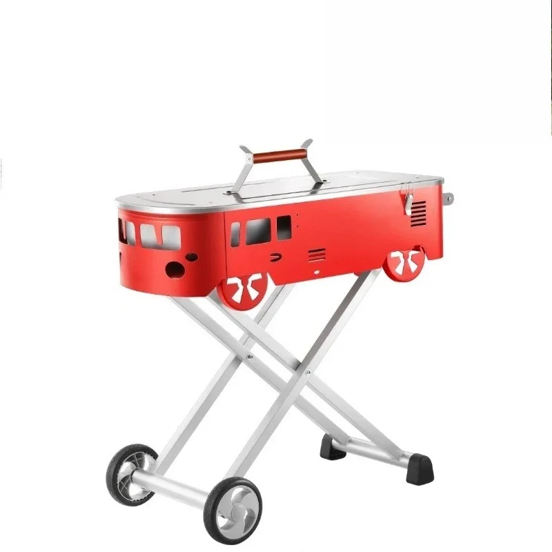 Camping barbecue courtyard, with its own small table, cute bus shape, and free luxury accessories.