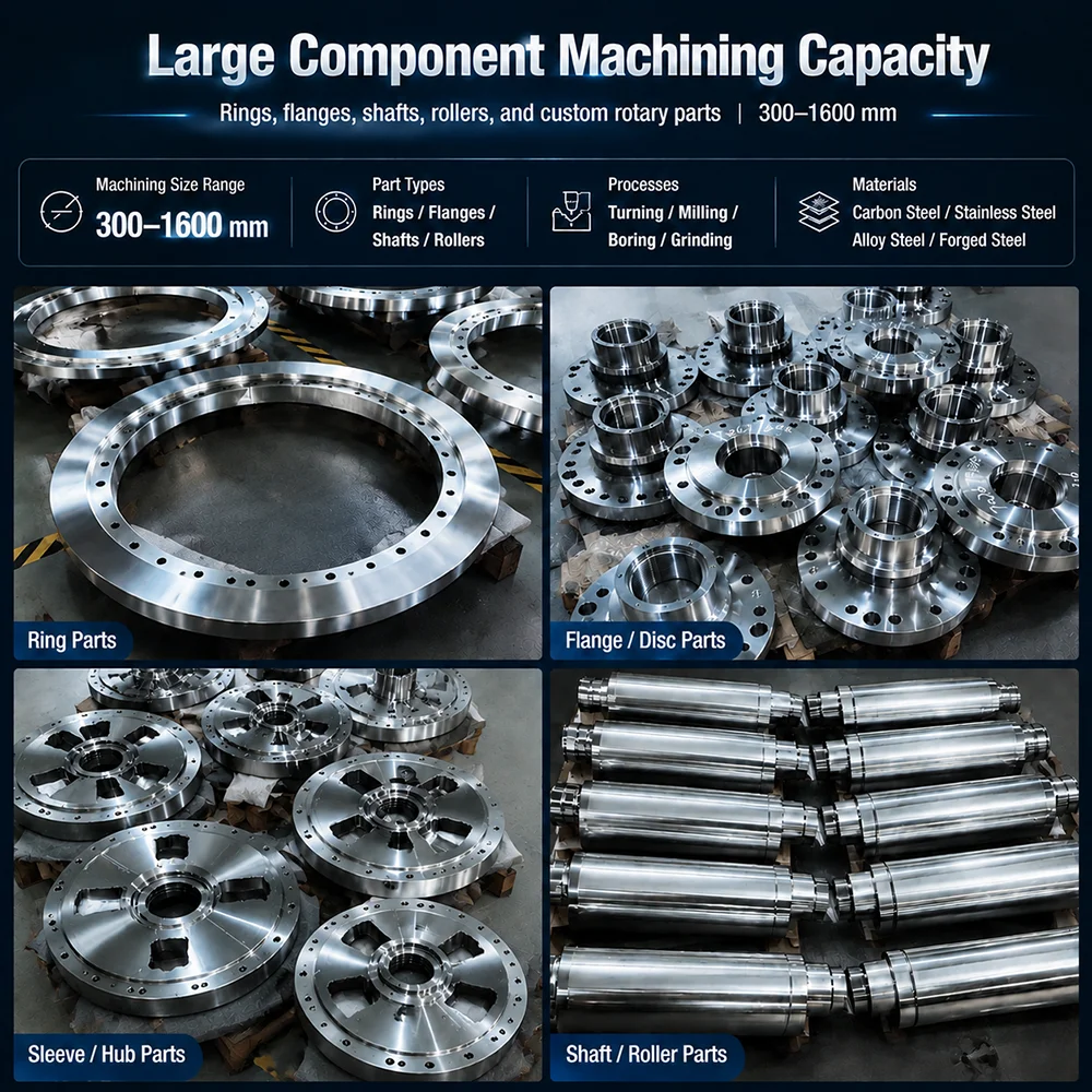 CNC Machined Flanged Stator Sleeve Custom Precision Turned Steel Motor Ring Frame Large Diameter Cylindrical Parts