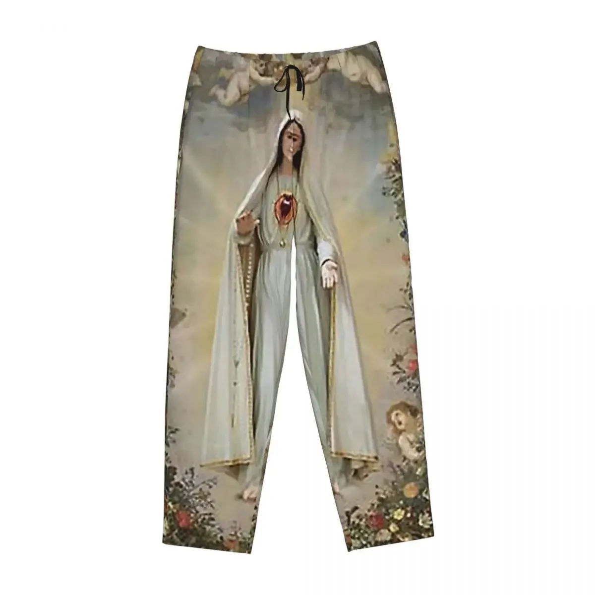 Pantalones de pijama para mujer con estampado de la Virgen María, Corazón Inmaculado de María, Madre de Dios, Nuestra Señora, pantalones de dormir con bolsillos