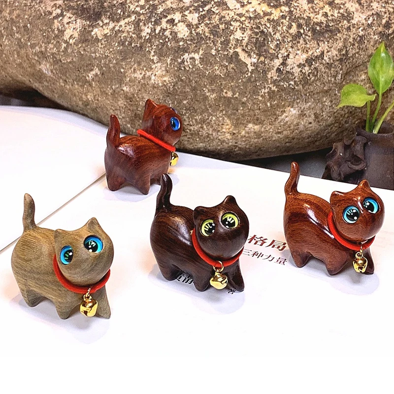 

Desk Accessories Statue Of Sculpture Decoration Home Animal Cat Cute Car Ornaments Wood Carving Products Sculptures Figurines