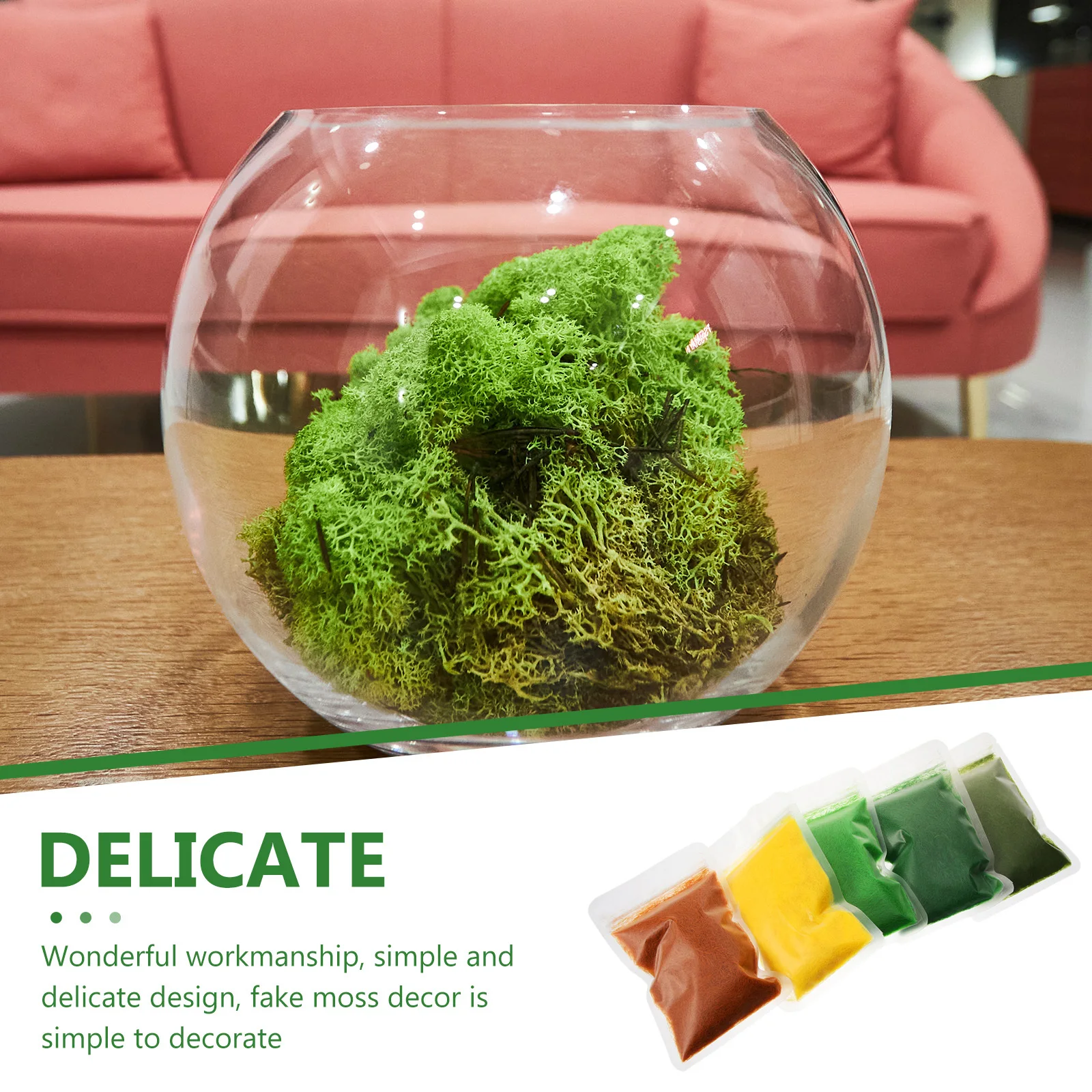 

5 Bags Lifelike Artificial Decor Fake Plant For Diy Crafts Home Office Garden Wall Faux Moss Vivid Realistic Decorative Moss For