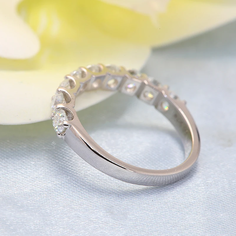 AEAW 14K White Gold EF Color 0.9ctw 3mm Round CVD HPHT Lab Grown Diamond Rings for Women Wedding Bride Party Gift Fine Jewelry