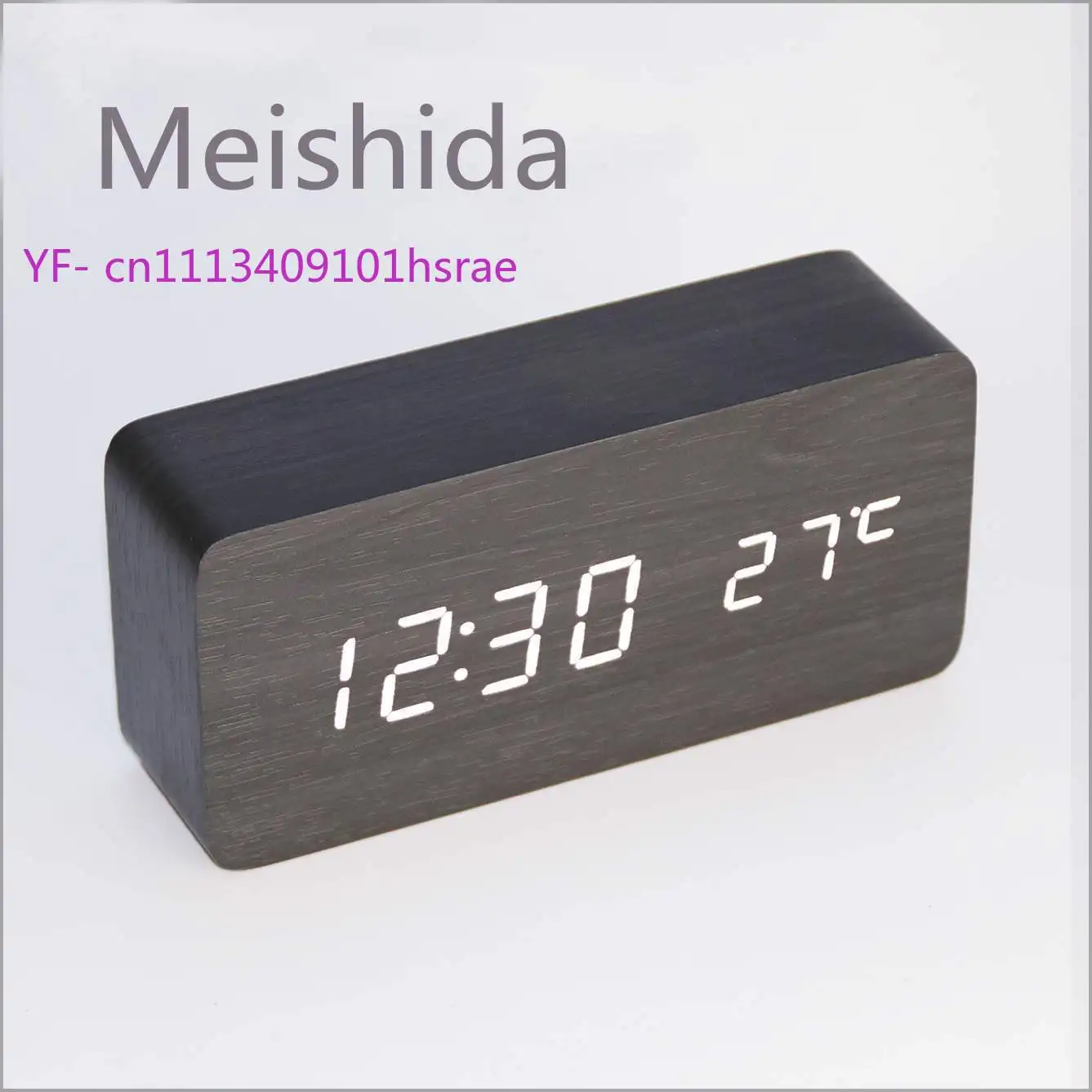 Minimalist Wooden LED Alarm Clock Sound Activated Induction Silent Creative Home Desk Clock