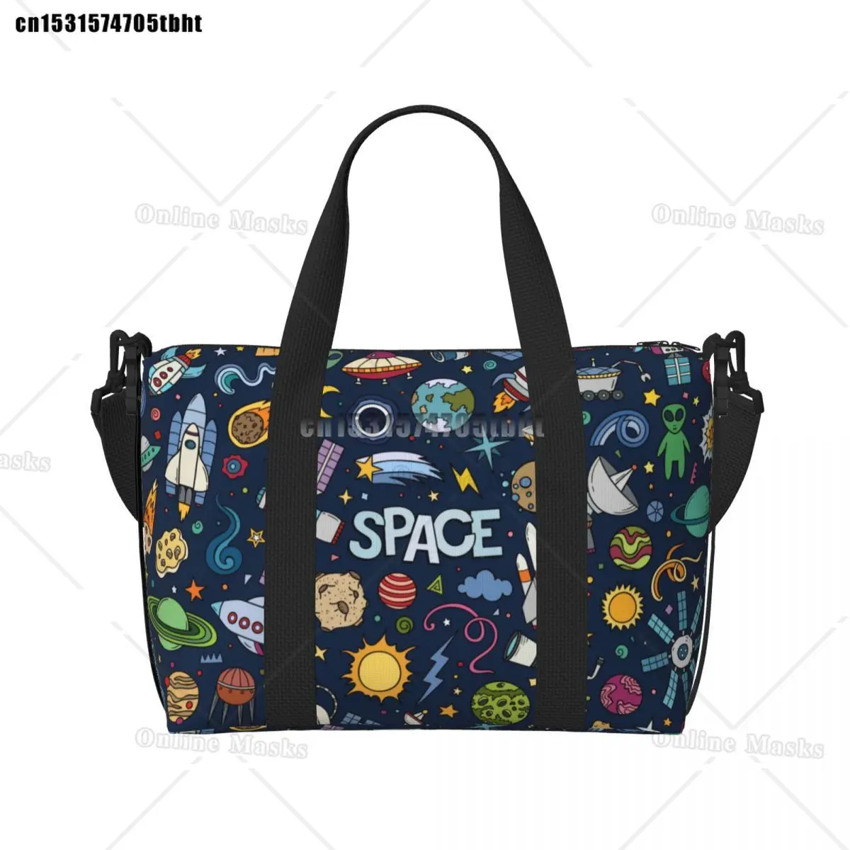 Space Universe Sun Planet Beach Tote Bag for Women Extra Large Gym Carry On Astronaut Spaceship Travel Shopping Bags