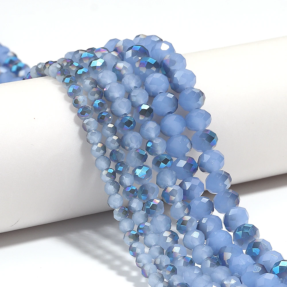 4/6/8mm Rondell Facettierte Kristallperlen Blaue Glas Lose Abstandsperlen für Schmuckherstellung DIY Handwerk Armband Halskette Zubehör