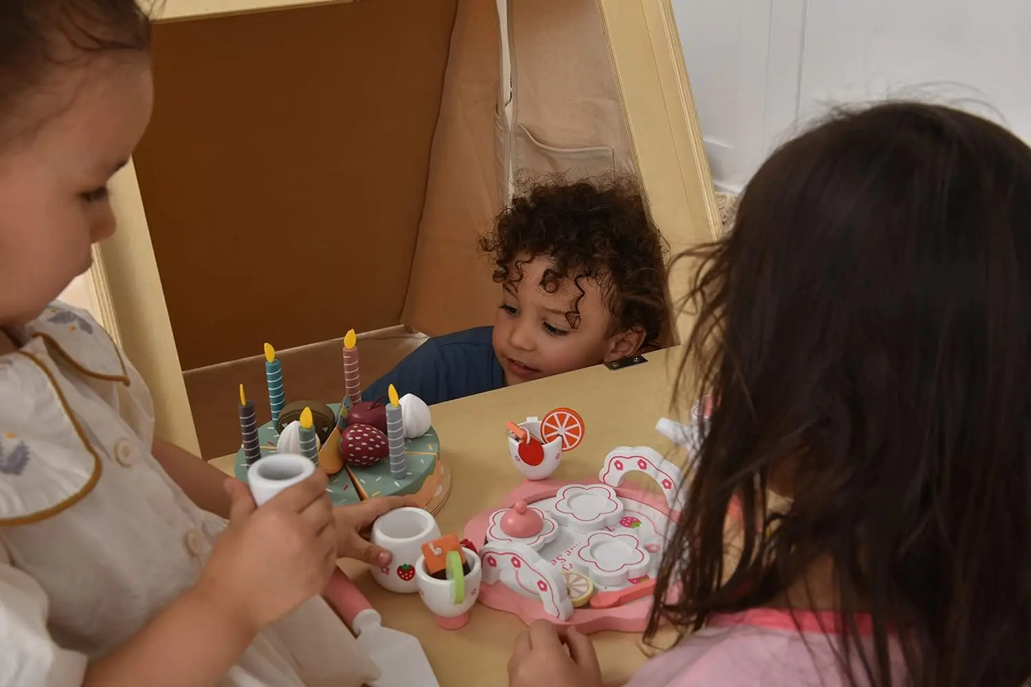Oak Foldable Triangle Climber 5 in 1 Kids Playhouse Hideaway Montessori Learning Play Tent, Desk, Chair Stool, Art Easel, Chalkb