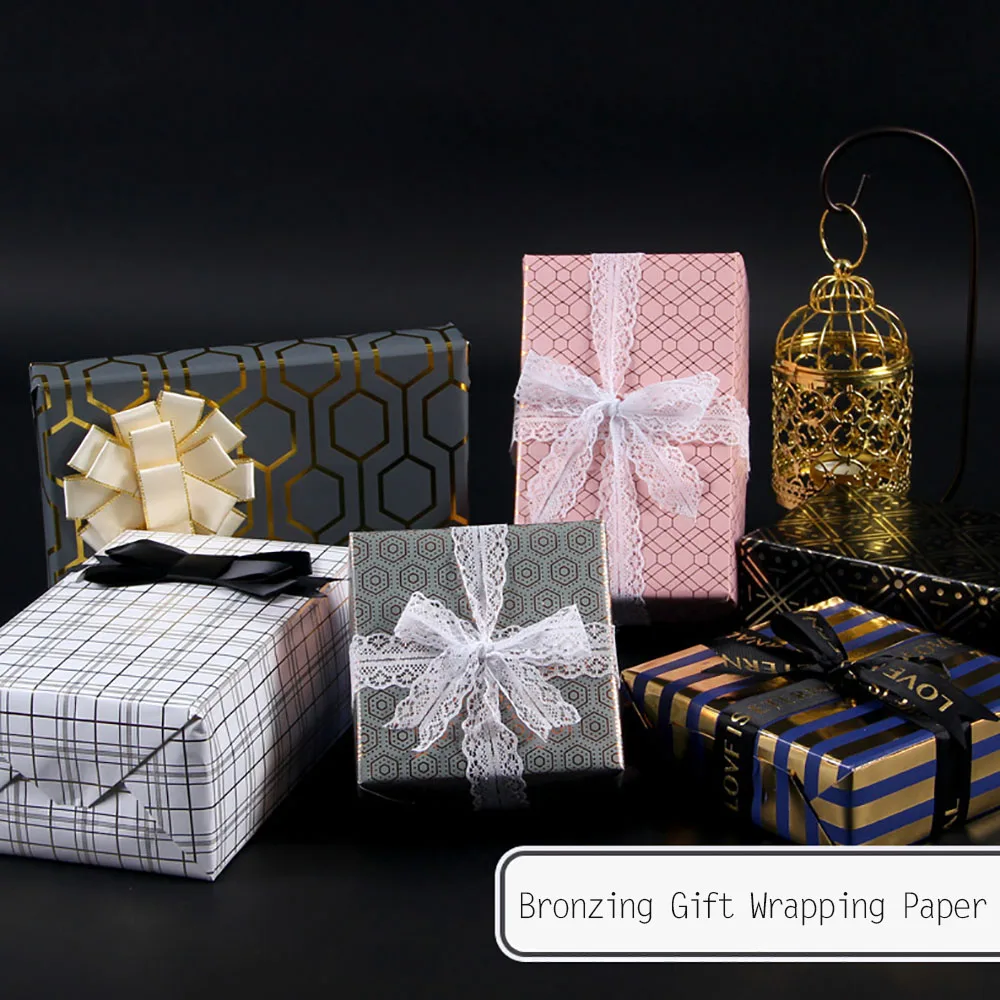 

50x70cm Bronzing Gift Wrapping Paper Gold Polka Dots Birthday Valentine's Day Bouquet Gift Packaging Paper DIY Decoration Paper