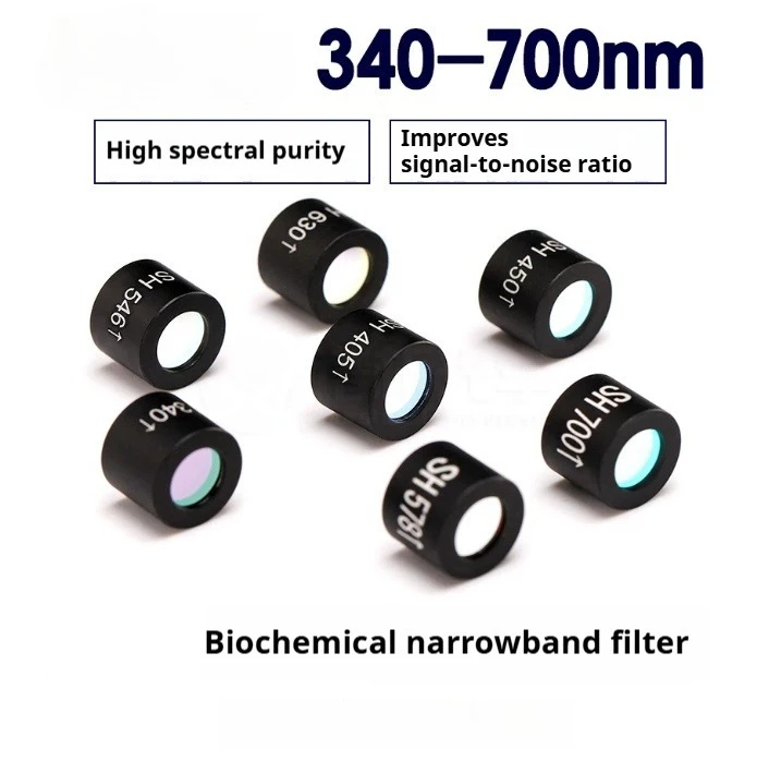 Optical Biochemical Narrowband Filter 340-700nm Size 10x8mm Hole 6mm Replacement Part for Biochemical Analyzer Microplate Reader