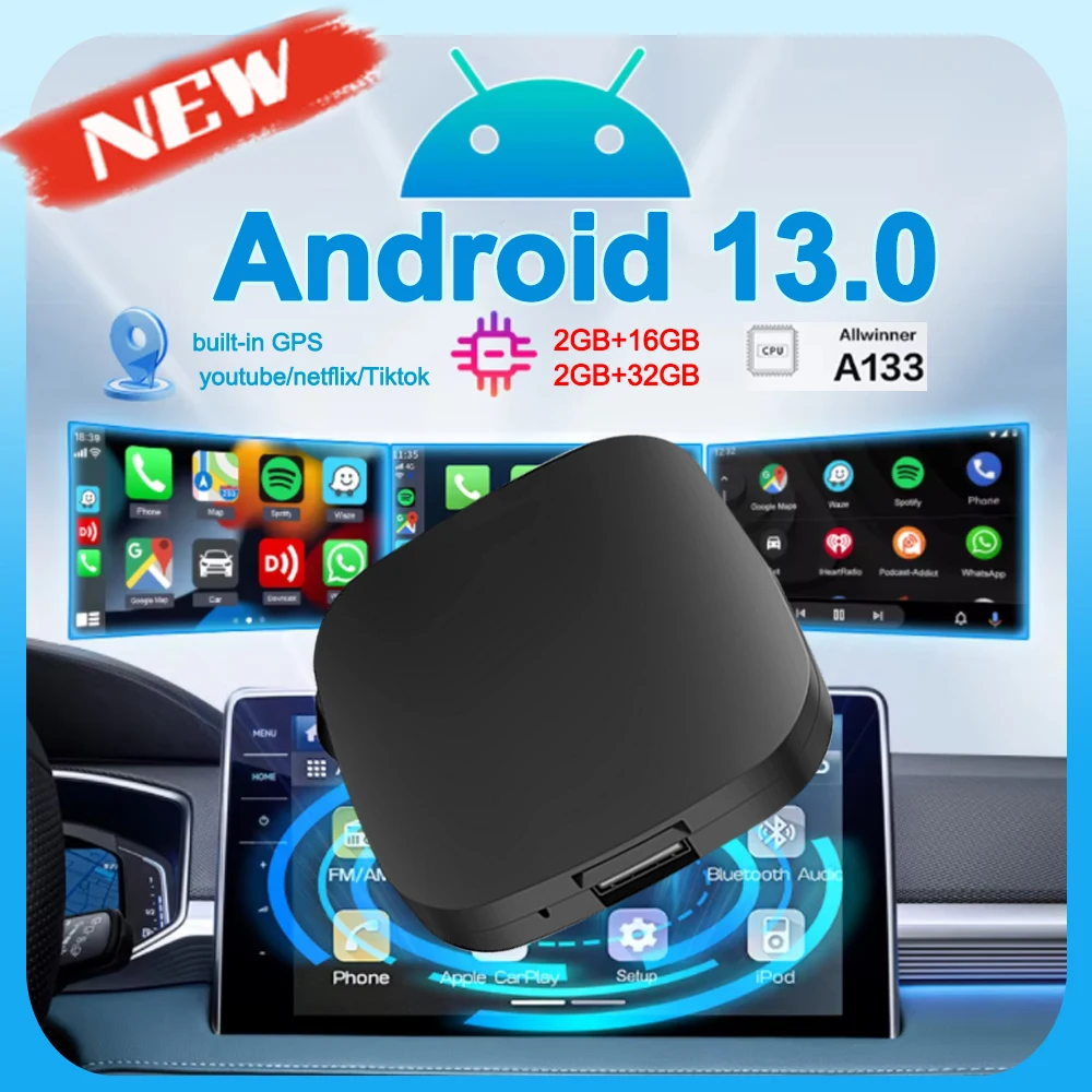 Android 13 Nowy Carplay Ai Box Bezprzewodowy Android Auto Bezprzewodowy adapter Carplay TV Box dla Netflix YouTube Samochodowe systemy inteligencji