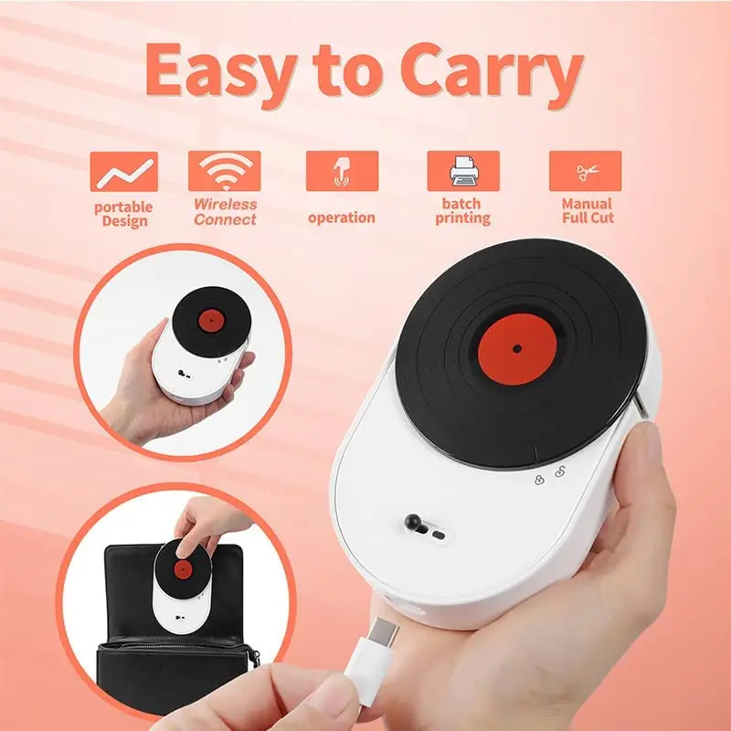 Mini Thermal Label Maker with 5Rolls Colorful Labels Inkless Portable Pocket Barcode Maker Labeller Mobile USE Machine