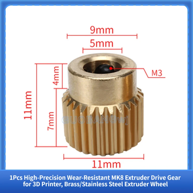 

1Pcs High-Precision Wear-Resistant MK8 Extruder Drive Gear for 3D Printer, Brass/Stainless Steel Extruder Wheel