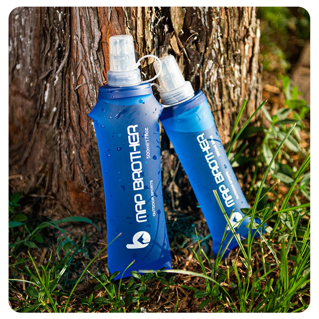 Foldable Silicone Soft Flask Water Bottles Outdoor Camping Traveling Running Kettle Hydration Pack Bag Vest 250ML- 500ML