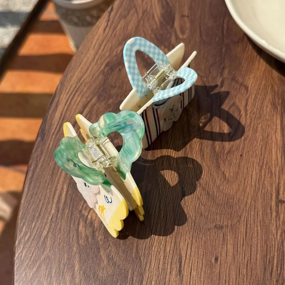 

Acetic Acid Acetate Hair Claw Mini Handbag Shape Grab Clip Cartoon Bear Hair Clip Shark Clip Flower Rhinestone Hairpin Girl
