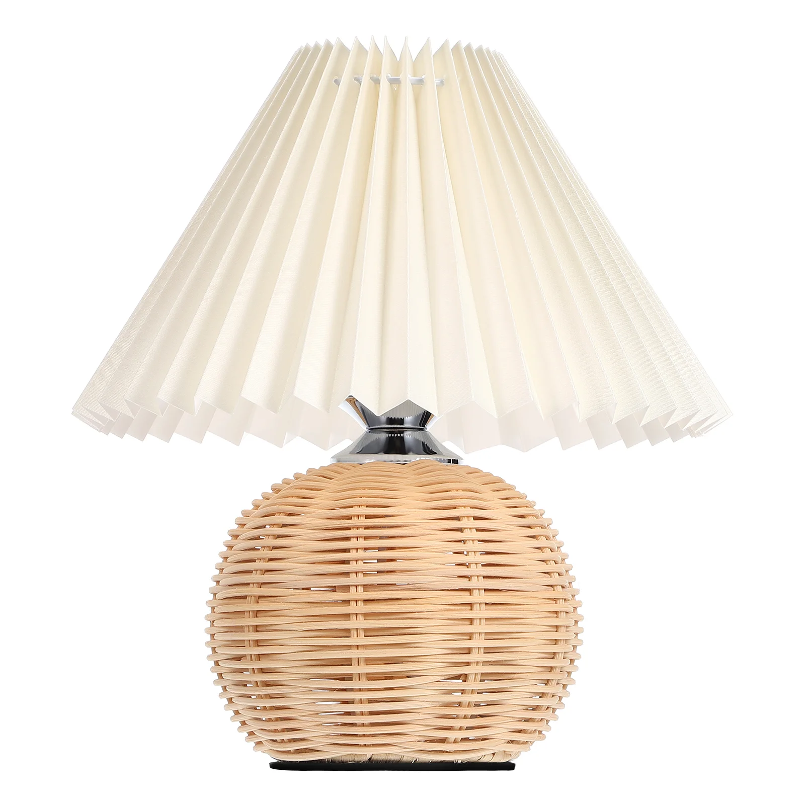 

Pleated Table Lamp LED Night Light for Bedroom Living Small Rattan Bedside Lampshade Desk