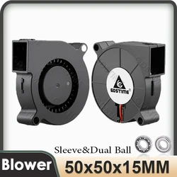 Gdstime DC 5V 12V 24V 50x50x15mm Dual Ball Cooler 2Pin USB Radial Fan 5015 Turbo Blower 5cm 50mm Radiator for 3D Printer Cooling