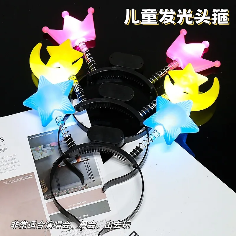 Jouets lumineux pour enfants, lumières LED, étoiles/coeurs d'amour/couronne, coiffure, jouet lumineux mignon, accessoires de décoration pour fête de Concert