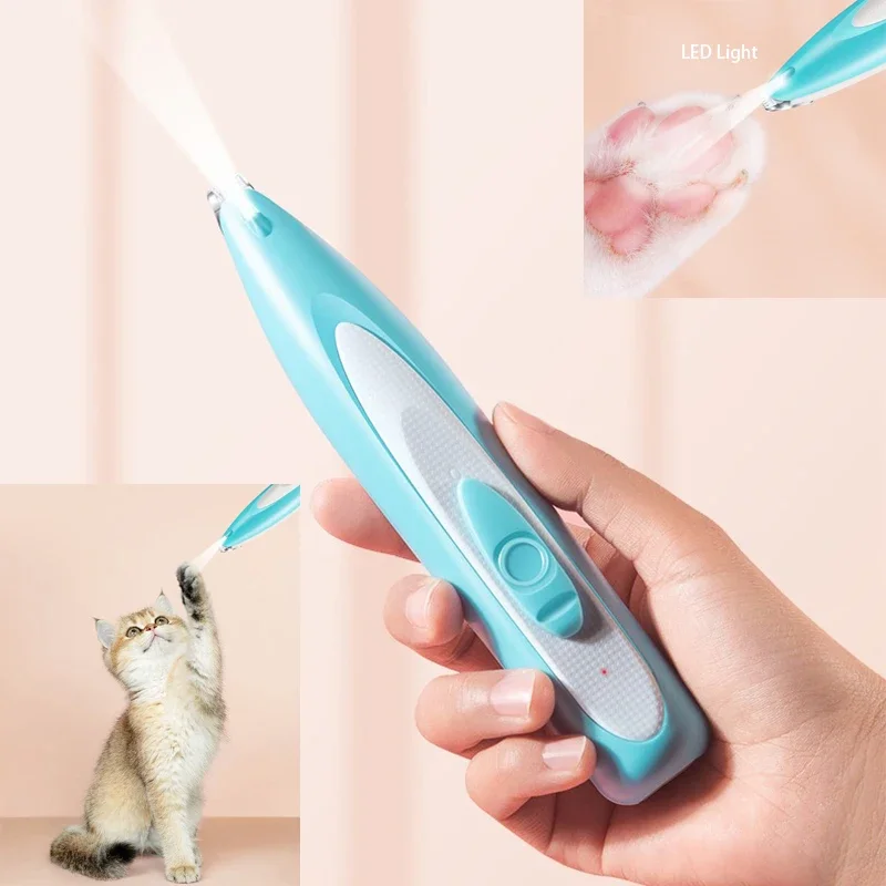 Pet Dog Electric Groomer Trimmer with LED Grooming Lamp Pet Cat Dog Face Foot Ear Hip Hair Paw Shaver USB Charging