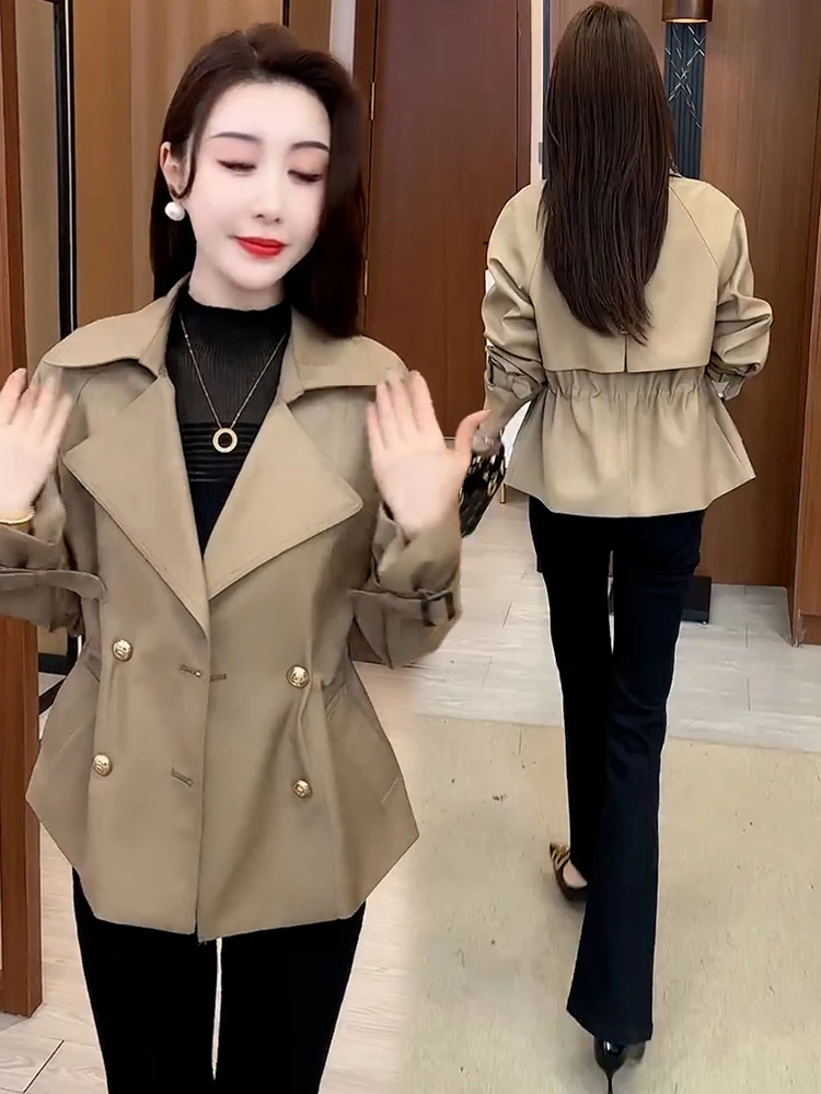 เสื้อโค้ททรงหลวมสไตล์เกาหลีสำหรับผู้หญิง ฤดูใบไม้ร่วง 2025 รุ่นใหม่ ช่วยพรางหุ่น ดูอ่อนวัย แขนยาว