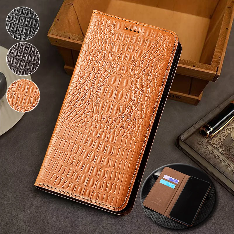 

Genuine Leather For Apple iphone X XS XR 11 12 13 14 15 16 16e 17 Pro Max Plus Air Mini Crocodile Back Pattern Flip Cover Case