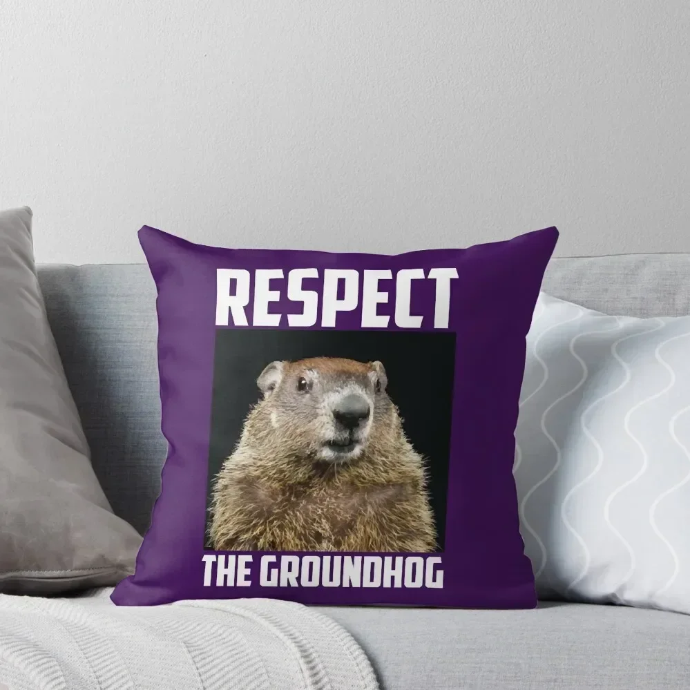 

Respect The Groundhog Woodchuck Photo Ground-Hog Throw Pillow Cushions Home Decor Cushions For Children pillow