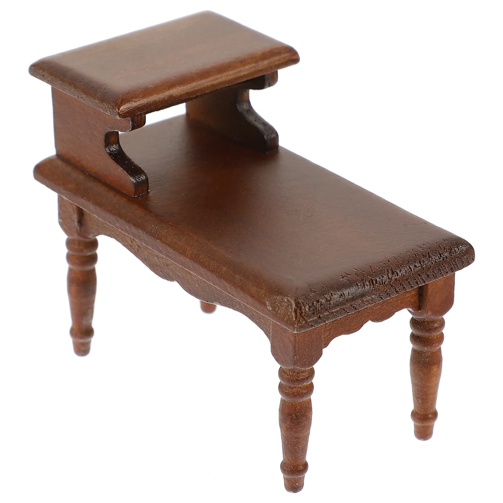 Mini Table basse rétro en noyer, Double couche, échelle 1 12, meubles de maison de poupée, décoration de petite maison, accessoires artisanaux miniatures