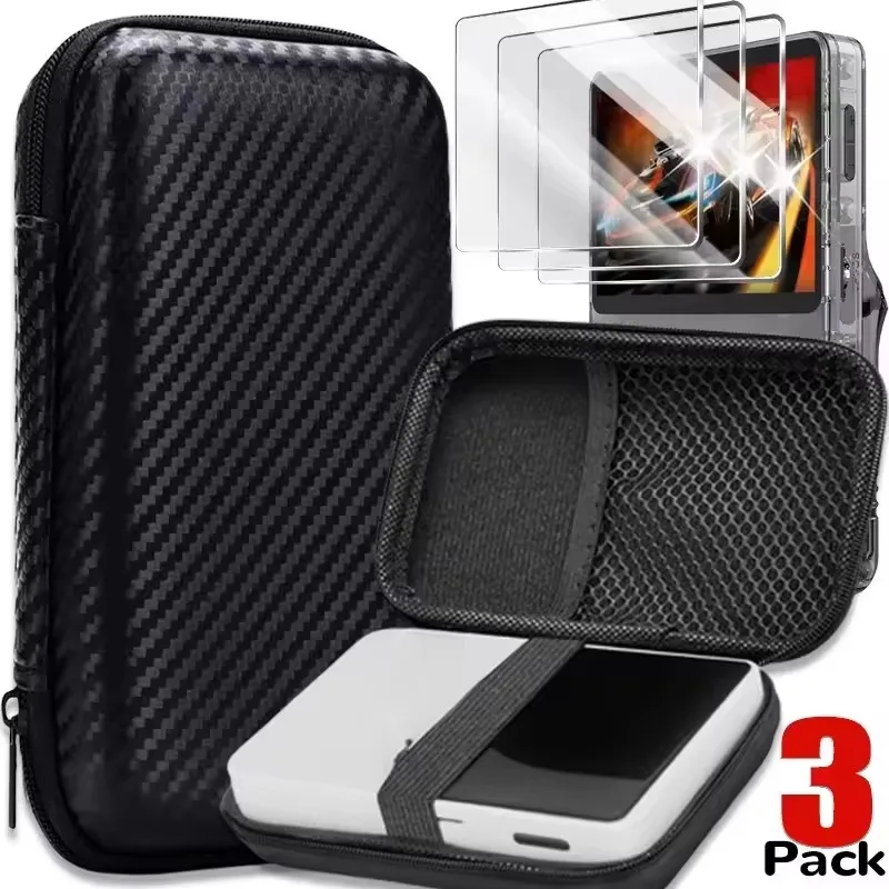 4 IN 1 Case+Glass for R36S Game Console Travel Carrying Storage Bag & Screen Protectors Tempered Glass Film for R36S Accessories