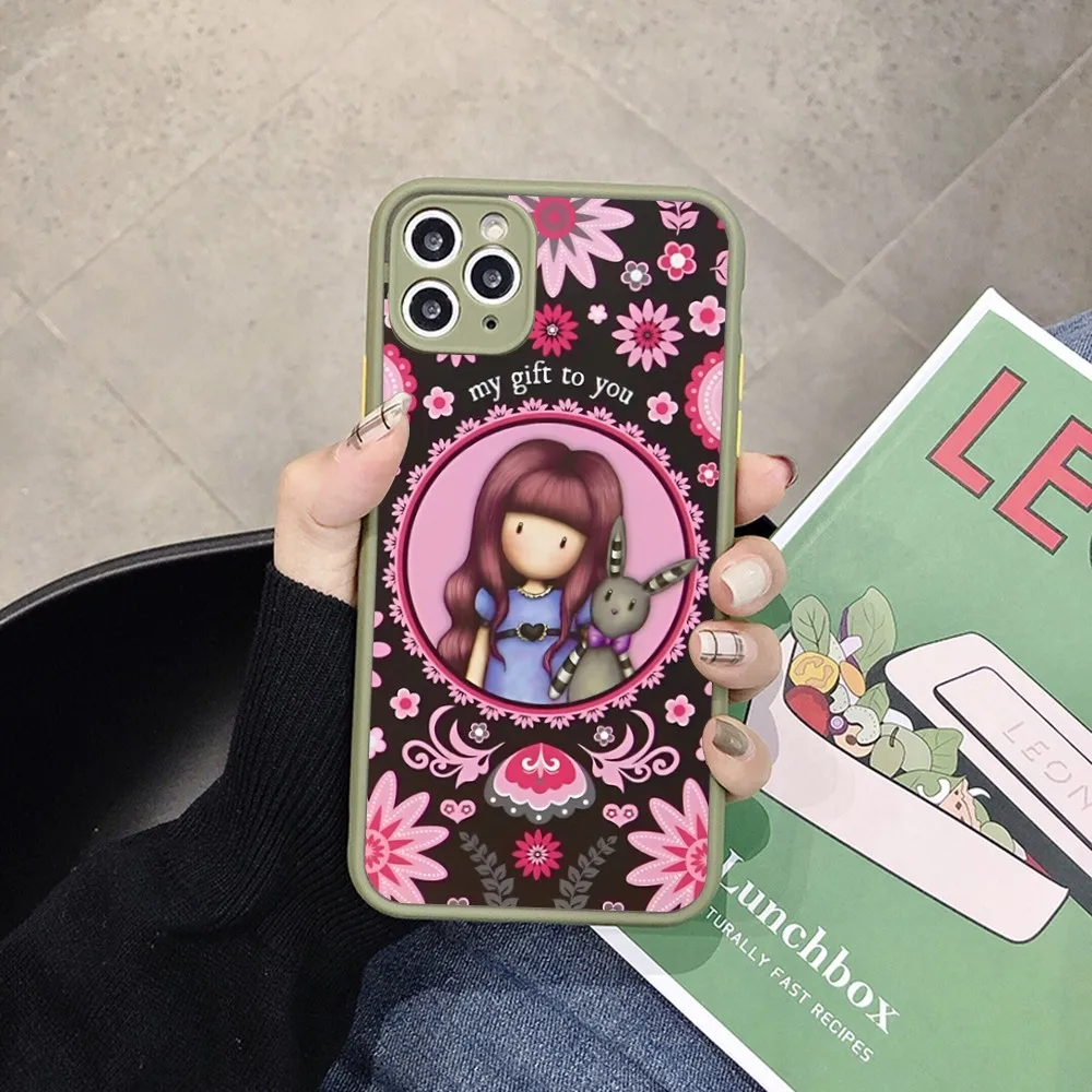 Cute Girl Kid Art Illustration S-santoro Phone Case for iPhone 14 11 12 13 Mini Pro Max 8 7 Plus X XR XS MAX Translucent Matte C