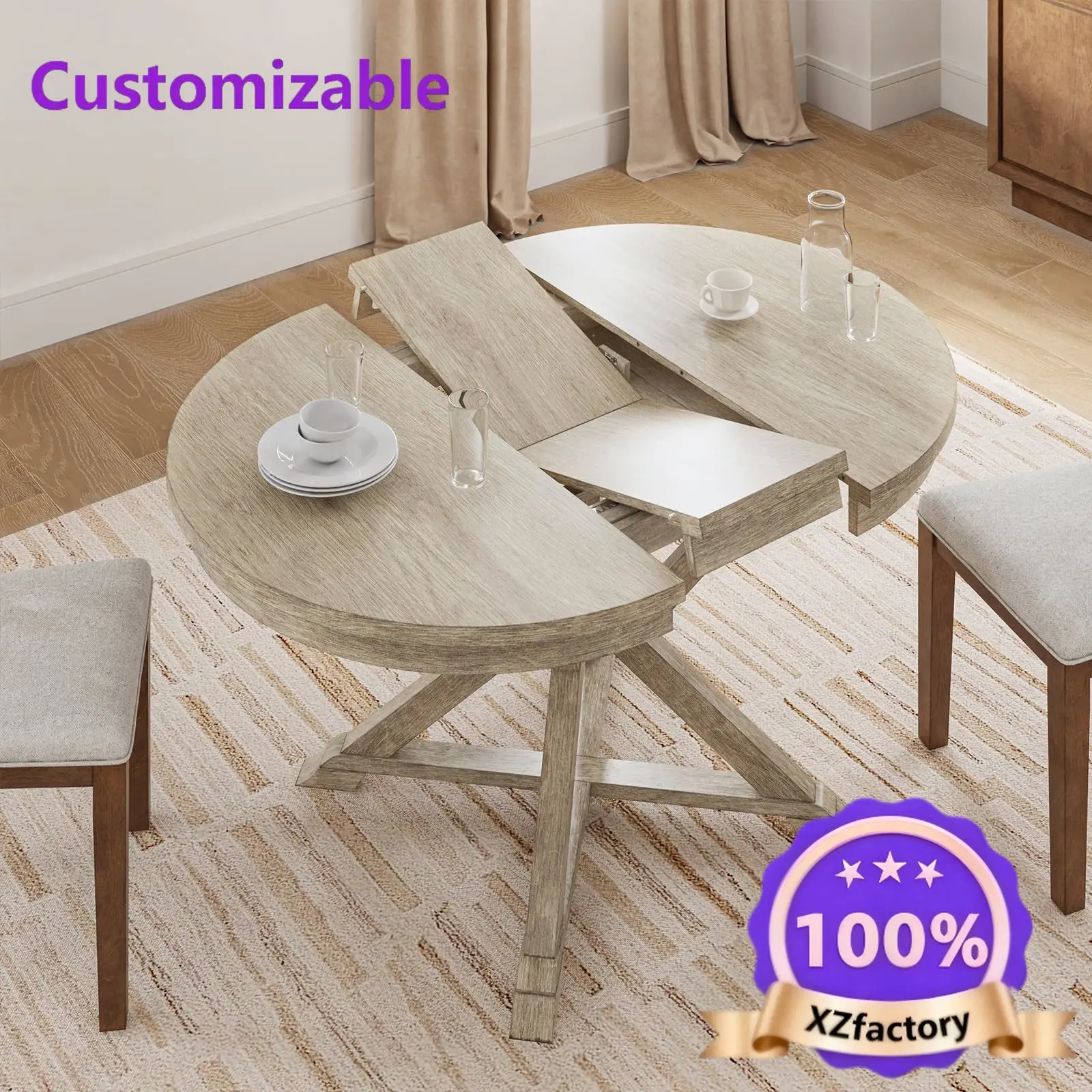Factory Direct 2026 Top RatedHot Sale Nordic Rooms Round Space Savings Household Furniture Industrial Style Hotel Expandable Ova