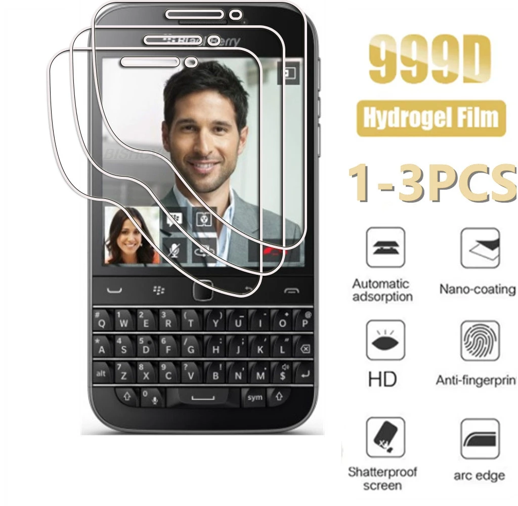 Protector de pantalla de hidrogel hidráulico para BlackBerry Classic Q20 Q10 KEYone DTEK70 Mercury KEY2 LE, 1-3 unidades