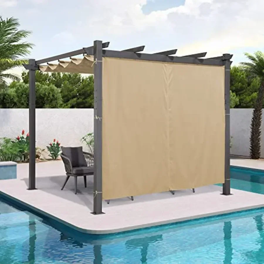 Outdoor s Privacy for 10' Side Pergola with Grommets and Rod Outside Porch Shade Patio Deck Retractable Replacement Gazebo Caba