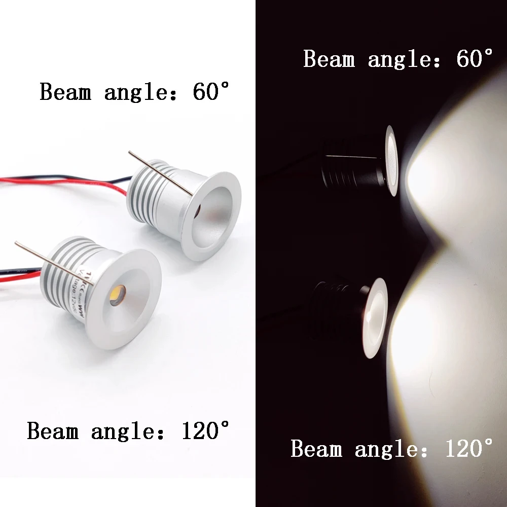 1W Mini reflektor sufitowy Led DC12V dekoracja Downlight 25mm wycięcie 60/120 kąt świecenia lampa wystawowa DIY światła