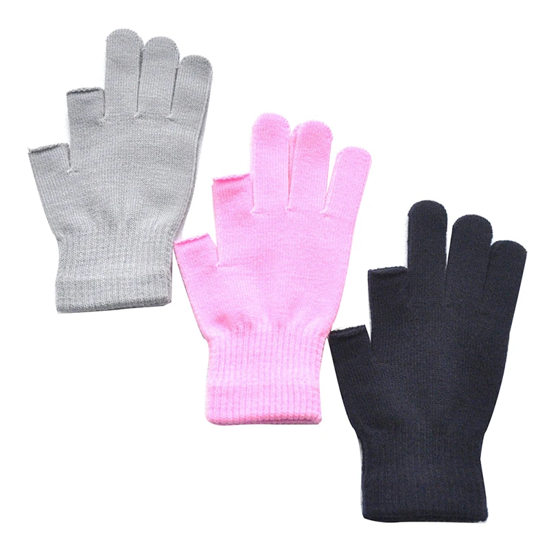 Unisex Half Finger Gloves Knit Gloves Winter Warm Work Gloves Two-finger Exposed Writing Games Playing Phone Fingerless Gloves