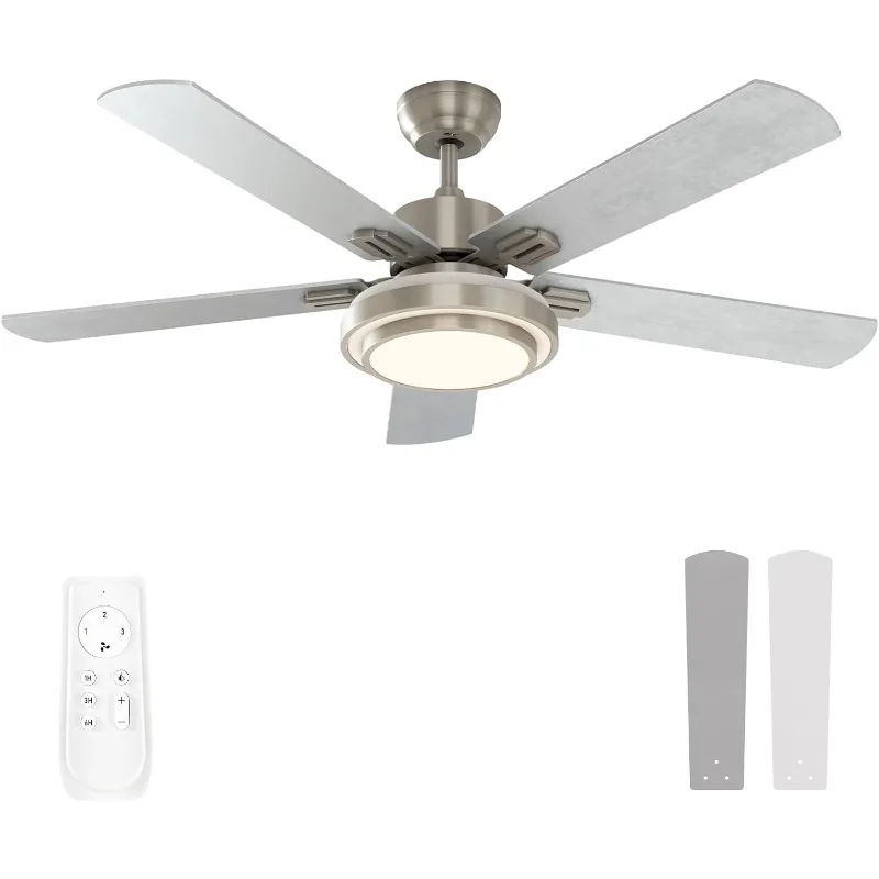 

warmiplanet Ceiling Fan with Lights Remote Control, 52 Inch, Brushed Nickel (5-Blades)