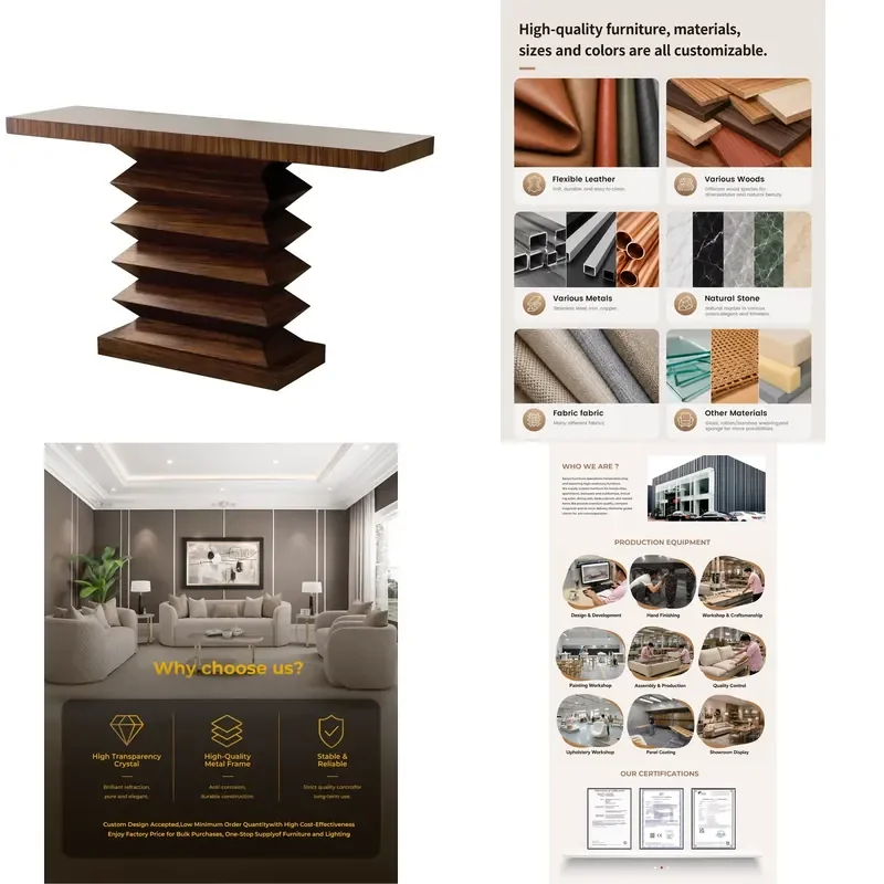 Home Decor Modern Brown Color Solid Wood Hallway Console Table for Living Room Sofa Entryway Table