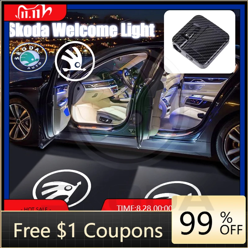 

Наклейка на автомобиль, светодиодный проектор для двери автомобиля, HD-лампа для декоративной подсветки, подходит для Skoda Octavia, Superb, Rapid, Kodiaq, Karoq, Fabia, Kamiq, Enya.