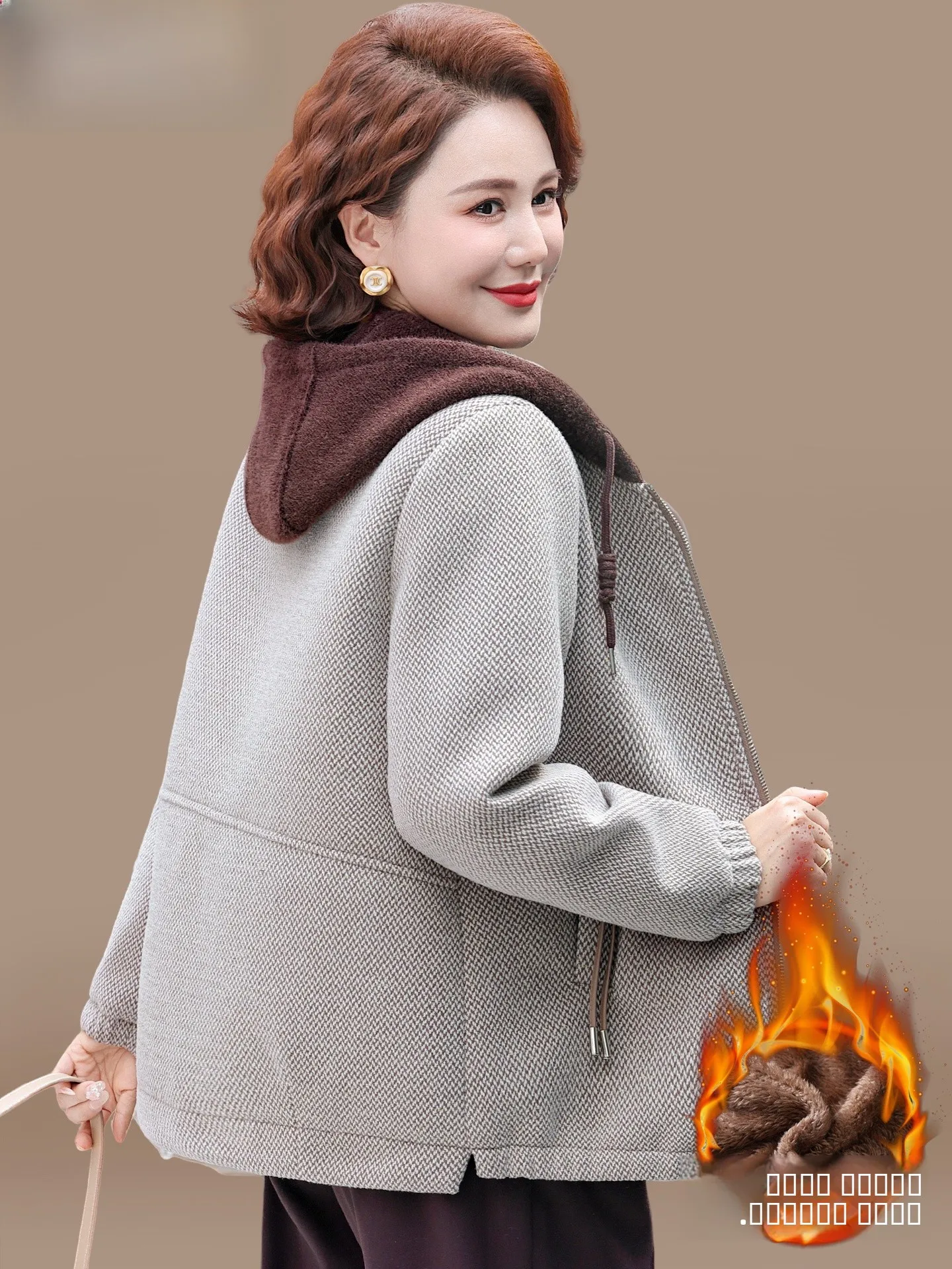 

Зимнее пальто для молодых мам 2025: Новое утепленное короткое шерстяное пальто для женщин среднего возраста, повседневное, свободного кроя, ветрозащитное, теплое