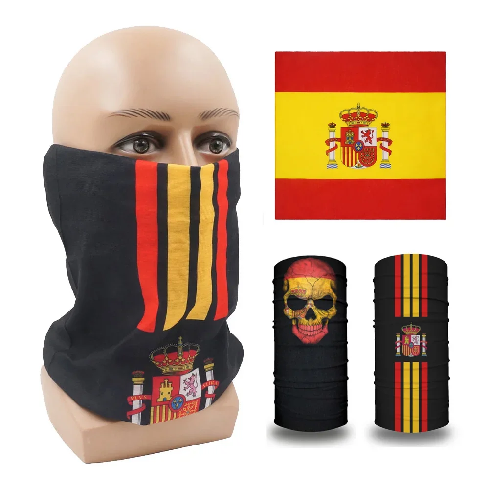 Spanish Flag Pattern Bandana Outdoor Sport Cycling Hiking Headscarf Flag of Spain Neck Cover Gaiter Unisex Riding Balaclava Mask