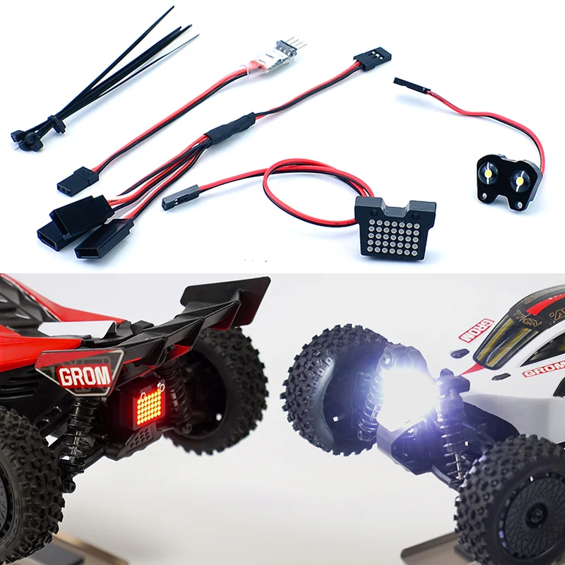 

LED Headlights & Taillight Front and Rear Lighting System for 1/18 ARRMA RC TYPHON GROM MEGA 4X4 Small Scale Buggy Car