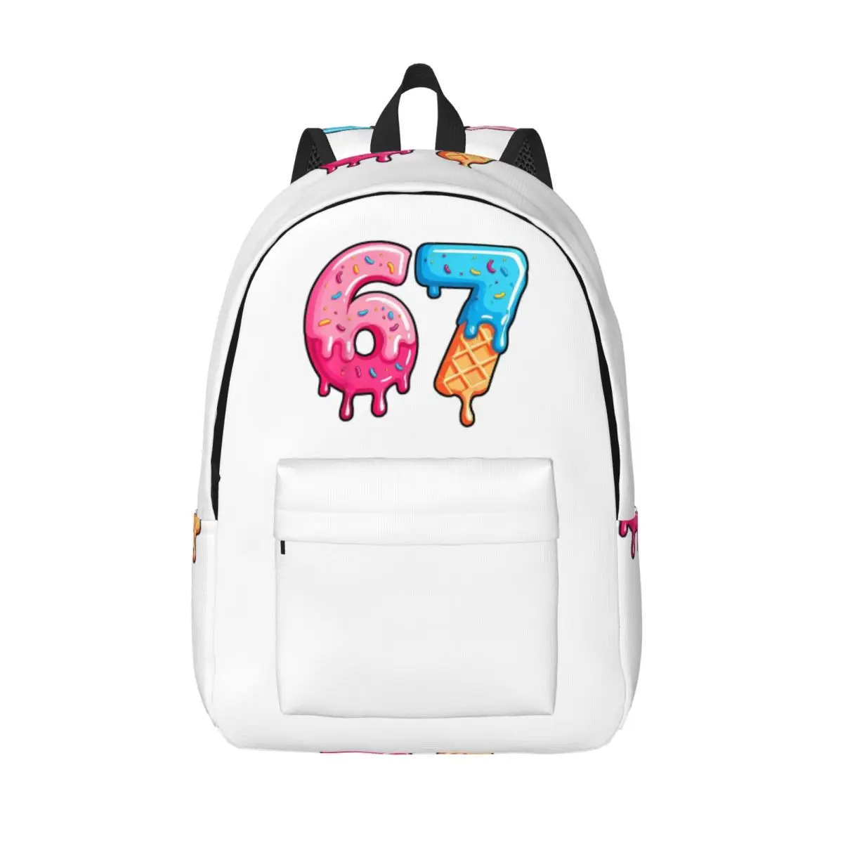 Six Seven Ice Cream Drip Sports Meme 67 Backpack Elementary High College School Student Bookbag Teens Canvas Daypack Lightweight