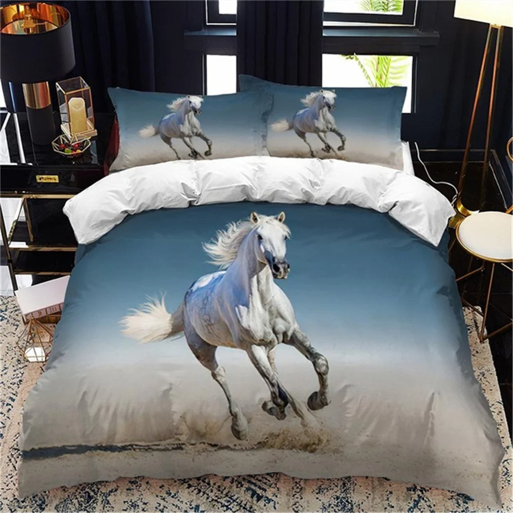 White Horse Bedding Set Queen Bedding Duvet Cover Set Bedding Set Bed Cover Queen Bedroom Bed Cover Set Bed Set Bedding