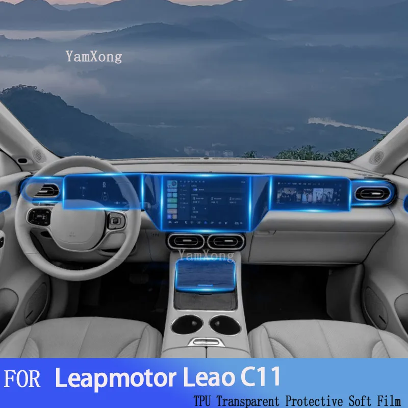 For Leapmotor Leap C11 2021-2023 Car Interior Decoration Stick Center Console Instrument Screen Proctetive Film Transparent
