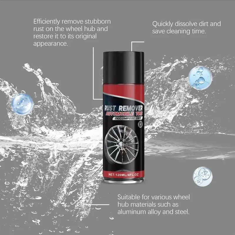 Car Tire Rust Remover All Wheel Cleaner & Iron Remover 120ml Car Tires Maintenance Rust Inhibitor Iron Contaminant Removal For