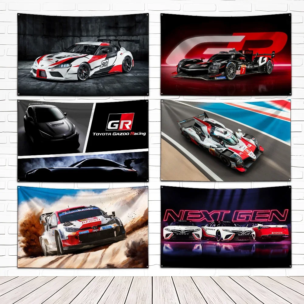 TRD Gazoo Racing Flag Polyester Digital Printing Banner for T-Toyotas Garage Wall Art Out Door Decoration With Brass Grommets