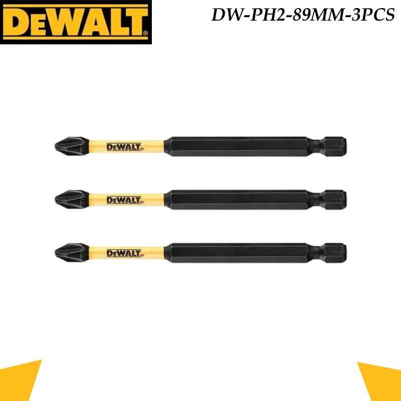 Puntas de Destornillador de Impacto DEWALT DW-PH2-89MM, Paquete de 3/5 Puntas de Torsión PH2 de 89 mm de Largo para Taladros Eléctricos