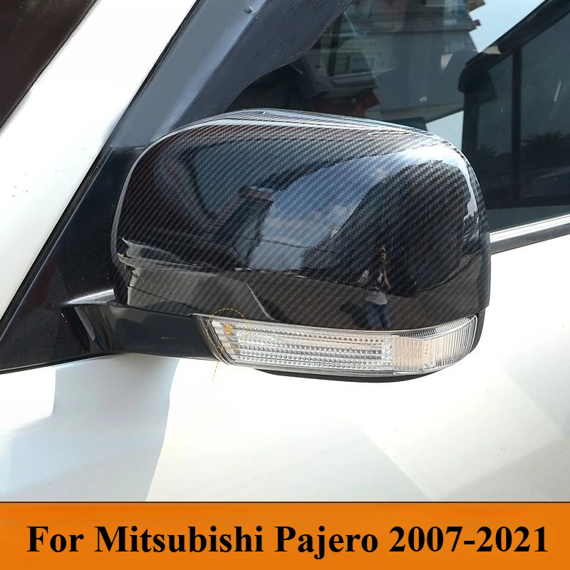 

2 Psc ABS Matte Black Side Mirror Decorative Covers Trims Fit For Mitsubishi Pajero 2007-2021 Car Protection Accessories