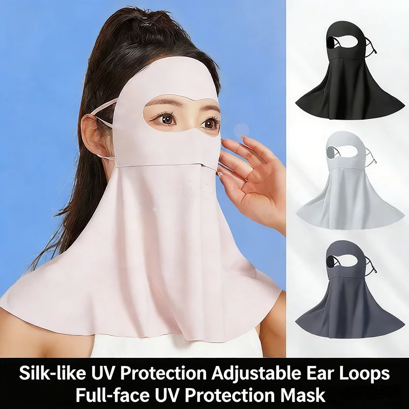 Vollgesichtsmaske Eisseide Sonnenschutz Atmungsaktiv Anti-UV Sommer Damen Gesicht Gini Outdoor Sport UPF50+ Nackenschutz Gesichtsbedeckung