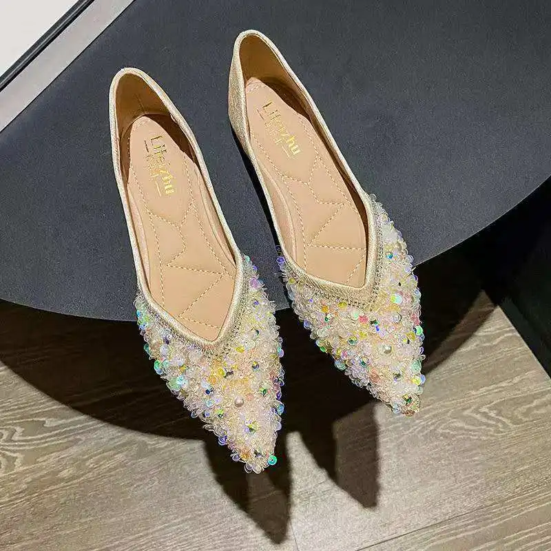 

2026 Spring Autumn Women's Lace-Up Pointed-Toe Flat Shoes Fashionable Versatile Comfortable Soft-soled Elegant and Casual