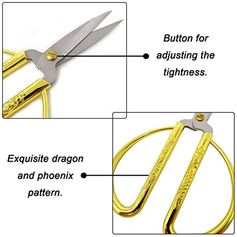 Forbici da sarto forbici per Bonsai forbici per tessuti in rilievo Dragon Phoenix per uso domestico in acciaio inossidabile artigianato fai da te